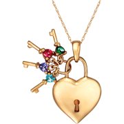 Keepsake Personalized Family Jewelry Birthstone Keys to Her Heart Pendant available in Sterling Silver, Gold and White Gold