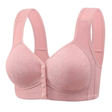 Gnurob Womens Front Closure Bras Lace Plus Size Brassiere Posture Full Coverage Bralette No Underwire Bra Back Support Underwear Comfort Breathable Bralettes Clearance Saving Hot Pink 42