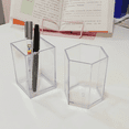 thumbnail image 2 of Portalápices acrílico transparente de alta permeabilidad, caja de almacenamiento de escritorio hexagonal cuadrada, papelería para estudiantes, 2 of 5