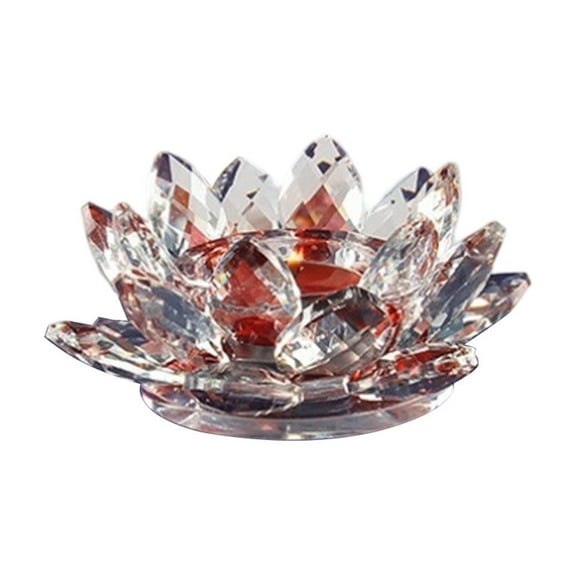 Qholemyo Crystal Flower Tealight Candle Holders - Glass Tea Light Candlestick Holder, Decorative Candle Holder for Christmas Home & Wedding Party