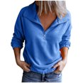 thumbnail image 1 of Mujeres Otoño Invierno Color sólido Cuello en V Cremallera Manga larga Terciopelo Fleece Tops Jersey Blusa Sudaderas Pompotops gfhjh11718, 1 of 1