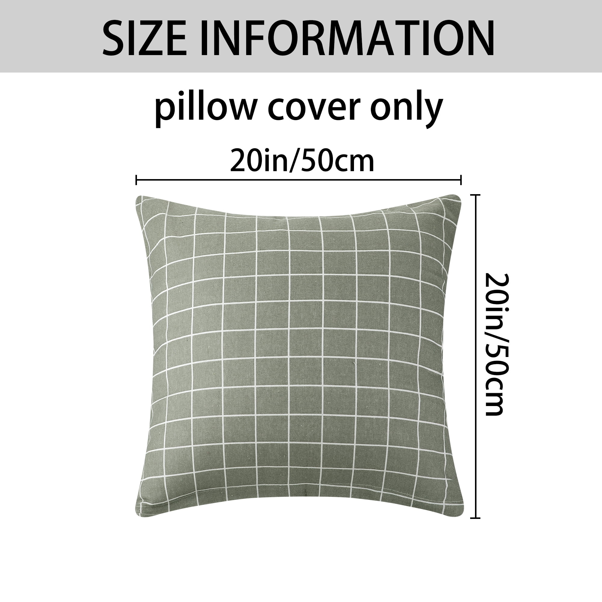 Unique Bargains Plaid Throw Pillow Covers Square Linen Cushion Pillowcase Grey 20" x 20"