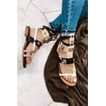 thumbnail image 3 of Cape Robbin Emily-63 Black Strappy Cuff Colorblock Hardware Gladiator Sandal (8), 3 of 3