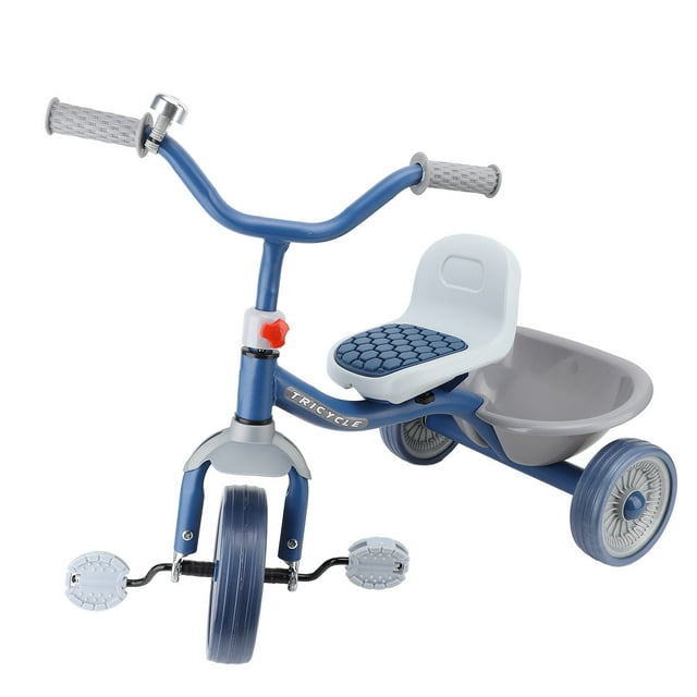 Triciclo De Juguete Para Niños Pequeños, Triciclo Giratorio Flexible Azul Para Niños Para Exteriores
