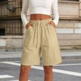 thumbnail image 7 of WCJM Women's Casual Day Shorts High Rise Flat Cloth Elastic Waist Drawstring Loose Fit Knee Length with Pockets Casual Pants for Womens, 7 of 7