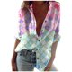 thumbnail image 2 of Puntoco Moda Mujer Suelta V-Cuello Impreso Botón Frontal Cárdigan Camisa Tops Camiseta Puntoco Puntoco-1, 2 of 5