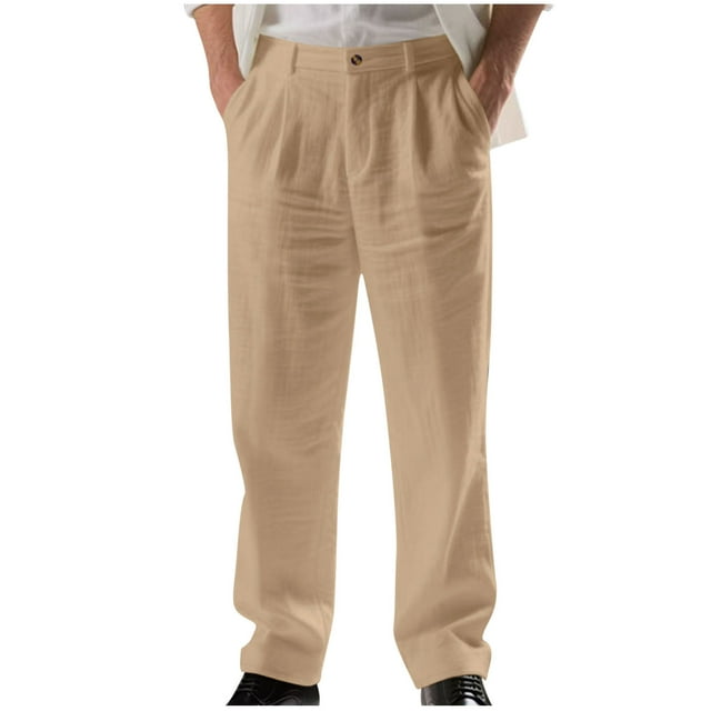 WRKEKC Casual Pants for Men Spring Fall Lightweight Solid Color Straight Leg Pocket Pants for Daily Outings Lounge Comfortable Wear
