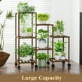 thumbnail image 3 of Bamworld Plant Stand with Wheels for Indoor Plants Wood Outdoor Tiered Plant Shelf 3 Tire 7 Potted Ladder Plant Holder Table Plant Pot Stand for Window Garden Balcony Patio Living Room (natureDL), 3 of 7