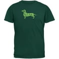 thumbnail image 1 of St. Patricks Day - Dachshund Shamrock Forest Green Adult T-Shirt, 1 of 1