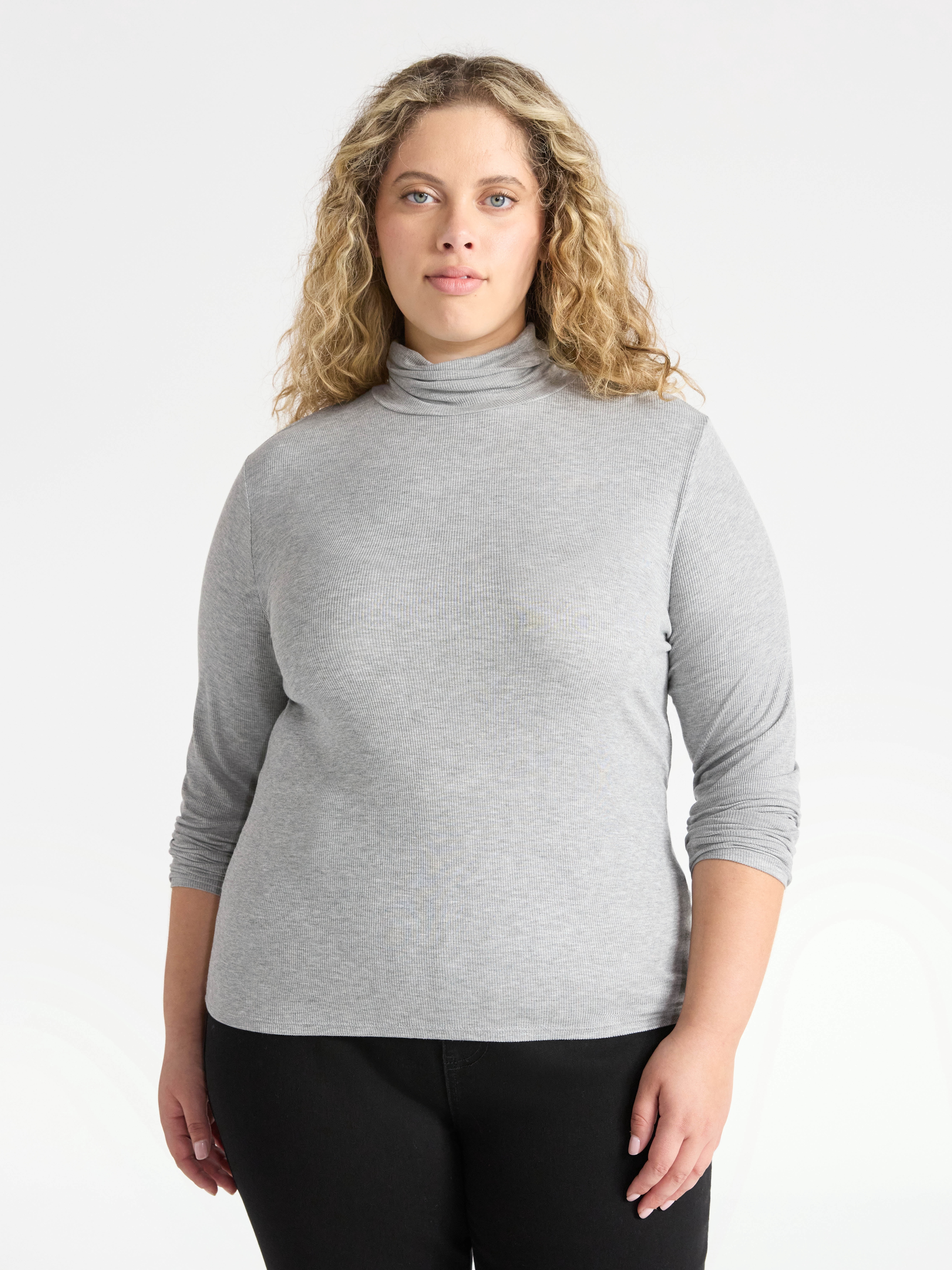 Time and Tru Women's Ribbed Turtleneck with Long Sleeves, Sizes XS-XXXL