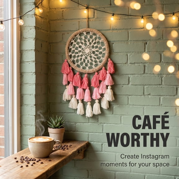Chumbak Bohemian Dream Catcher, Pink Ombre Tassels, 1 Count
