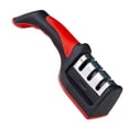 thumbnail image 1 of Handheld Knife Sharpening Tool 3 Segments Red and Black Multipurpose Knife Sharpener for Kitchen, 1 of 5