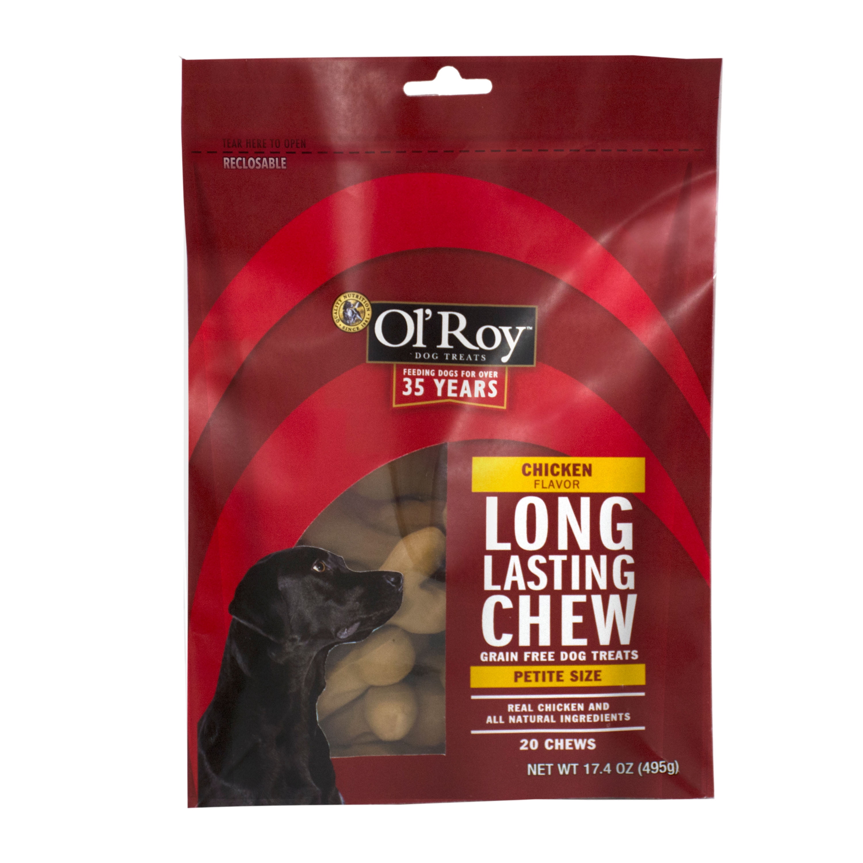 Ol' Roy Rawhide 5" Dog Treats 50 Count Natural or Chicken Dog Chews