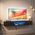 thumbnail image 3 of Floating TV Stand Wall Mounted with 16 Color LEDs,63" Modern TV Stand,Floating TV Cabinet Entertainment Center for 55 60 65 Inch TV,Black, 3 of 10