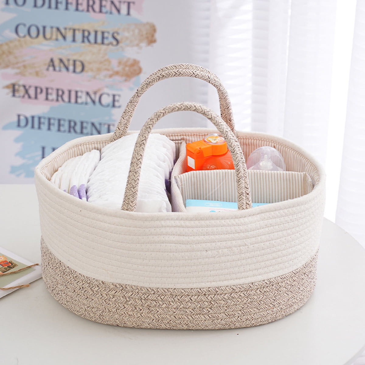 Stylish Diaper Organizer, Baby Diaper Caddy Organizer For Newborn Essentials, Portable Tote Bag, Gender-Neutral, Nordic Design, Ideal Baby Shower Gift