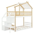 thumbnail image 6 of Stairway Twin-Over-Twin Bunk Bed,House Bed,Storage and Guard Rail,Natural Bed +White Stair, 6 of 13