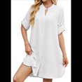 thumbnail image 1 of Vestido Camisero de Verano para Mujer, Informal, de Corta, con Botones y Cuello en V, Talla Grande L, 1 of 6