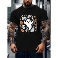 thumbnail image 1 of Halloween T-Shirt - Fun and Horror Bat, Pumpkin, Witch and Ghost Print - Casual Short Sleeve Crew Neck with Wrinkle Textured Top - Machine Washable Summer and Fall Costume Loose and Comfortable Versi, 1 of 6