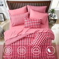 thumbnail image 4 of Regency Heights Queen Size Bed in a Bag, 9 Pieces Red Plaid Comforter Set with Sheets and Side Pockets, Reversible Bedding Sets for All Seasons, 4 of 9