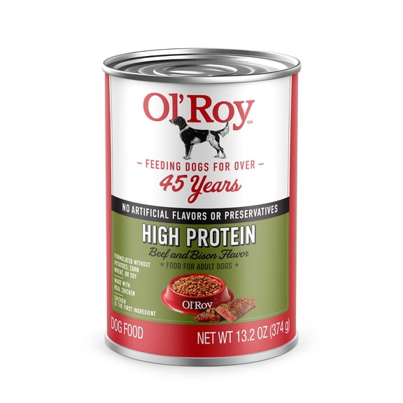 Ol' Roy High Protein Beef and Bison Flavor Wet Dog Food, 13.2 oz Can