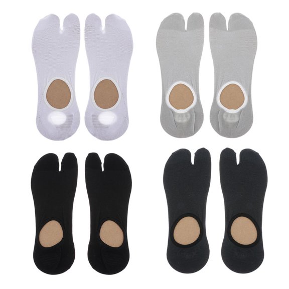 Segolike 4 Pairs of Cotton Socks with Slit at The Ankle And 2 Toes, Non- Socks, Breathable