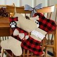 thumbnail image 3 of 2 medias navideñas para perros, medias de arpillera a cuadros con forma de hueso grande para mascotas, medias colgantes clásicas para decoraciones navideñas ER, 3 of 6
