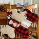 thumbnail image 3 of medias navideñas para perros, arpillera a cuadros con forma de hueso grande para mascotas, 3 of 5