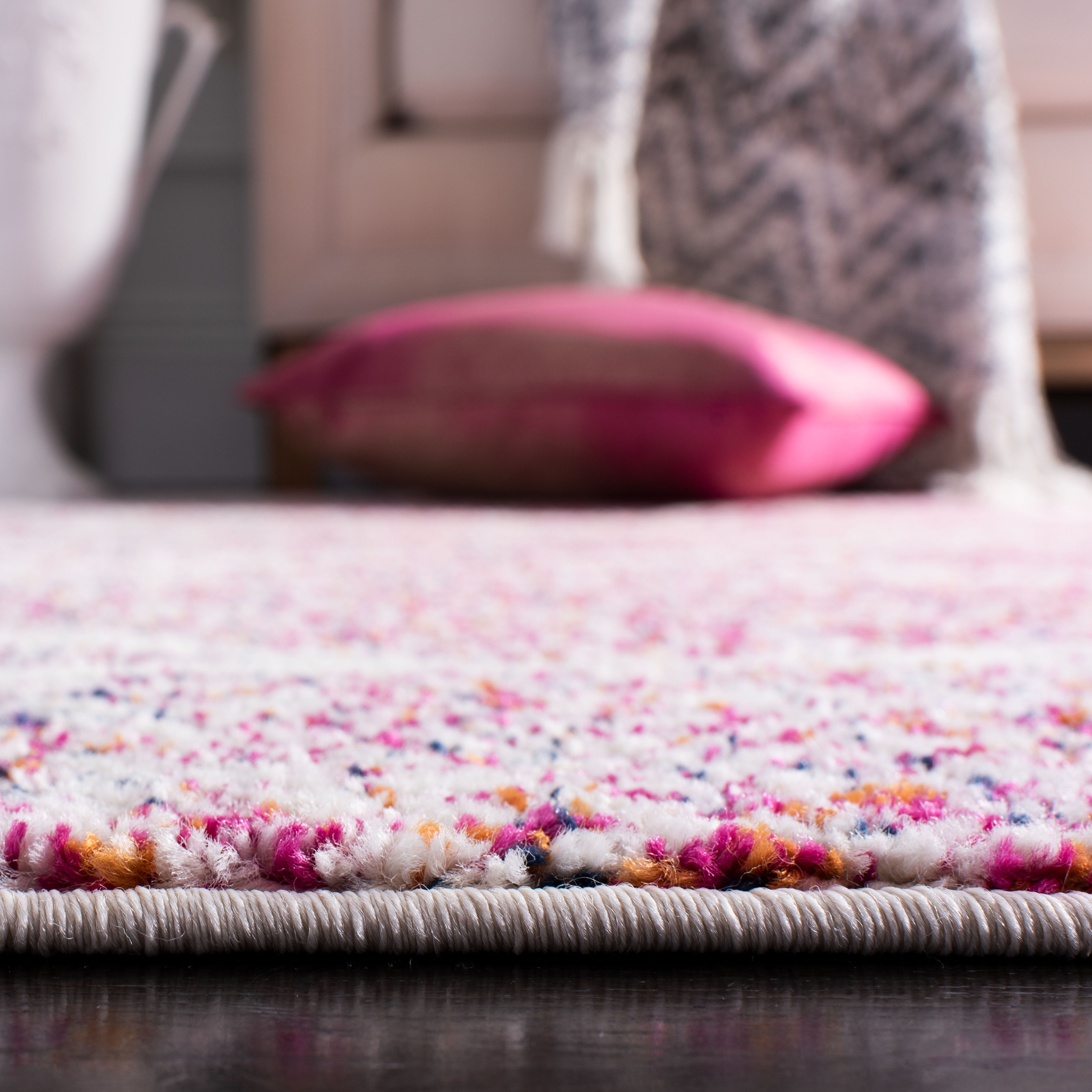 SAFAVIEH Madison Leighton Geometric Runner Rug, Cream/Fuchsia, 2'3" x 10'