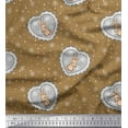 thumbnail image 1 of Soimoi Brown polyester Crepe Fabric Snowflake,Heart & Reindeer Face Animal Printed Fabric 1 Yard 42 Inch Wide, 1 of 1