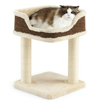 FASCK 19" Small Cat Tree, Carpeted Cat Tower w/Large Plush Perch & Scratching Posts, Modern Cat Activity Center for Indoor Kittens