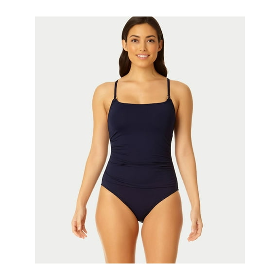 Anne Cole womens Shirred Lingerie Maillot, 6, Black