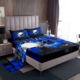 thumbnail image 1 of Erosebridal Baseball Sheet Set King,Gradient Geometric King Sheet Sets,Blue Black, 1 of 7