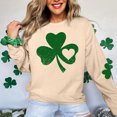 thumbnail image 5 of Moxiu St Patrick's Day Sweatshirts for Women Green Irish Clover Long Sleeve Sweatshirt Crewneck Shamrock Printed Pullover Tops 2025 Beige,XS, 5 of 5