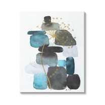 Blue Nature Rocks Dandelion Abstract Graphic Art Gallery Wrapped Canvas Print Wall Art