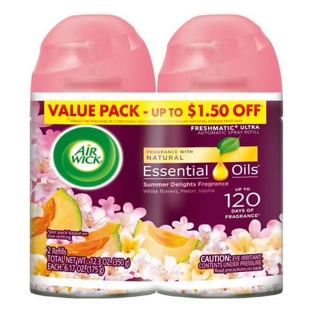 Air Wick Life Scents Freshmatic 2 Refills Automatic Spray, Summer Delights, (2X6.17oz), Air Freshener