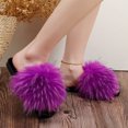thumbnail image 7 of Viluyesy Womens Fuzzy Slippers Fluffy Faux Fur Open Toe Slide Cozy Non Slip Plush Soft Indoor Outdoor House Slides Purple Size 9, 7 of 7