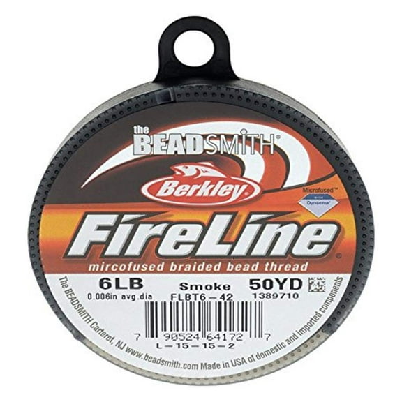 FireLine Braided Beading Thread, 6lb Test and 0.006 Thick, 50 Yards, Smoke Gray