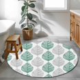 thumbnail image 3 of Grey and Round Rugs for Living Room 4ft Green Olive Leaf Texture Watercolor Non Slip Circle Rug Washable Low-Profile Indoor Carpet for Bedroom, Dining Room, Bathroom, 3 of 9