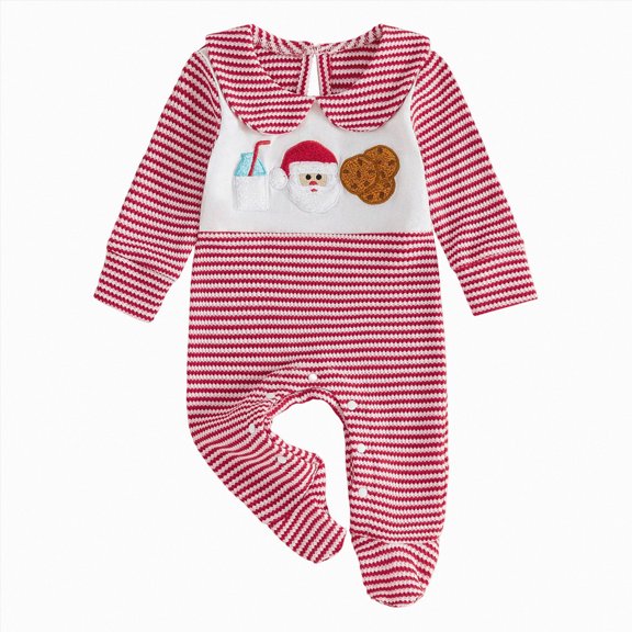 larppty Baby Girl First Christmas Outfit My 1st Christmas Newborn Romper Long Sleeve Jumpsuit Infant Santa Outfit