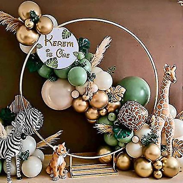 Decoraciones de Fiesta YONGSHENG Tema Jungle Safari para Cumpleaños Niño Arco de Globos Verdes