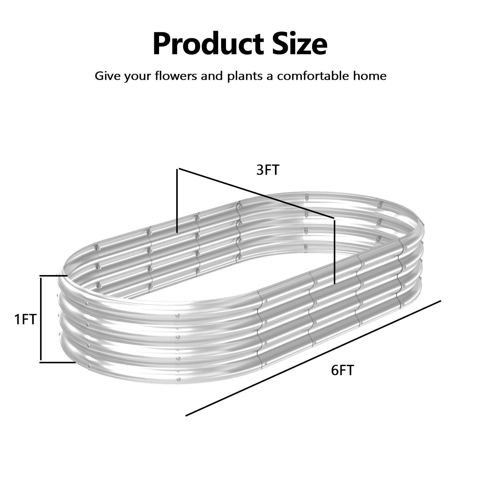 Zimtown 6x3ft Oval Steel Raised Garden Bed (2 pack) - Galvanized Starlight Silver, Indoor/Outdoor