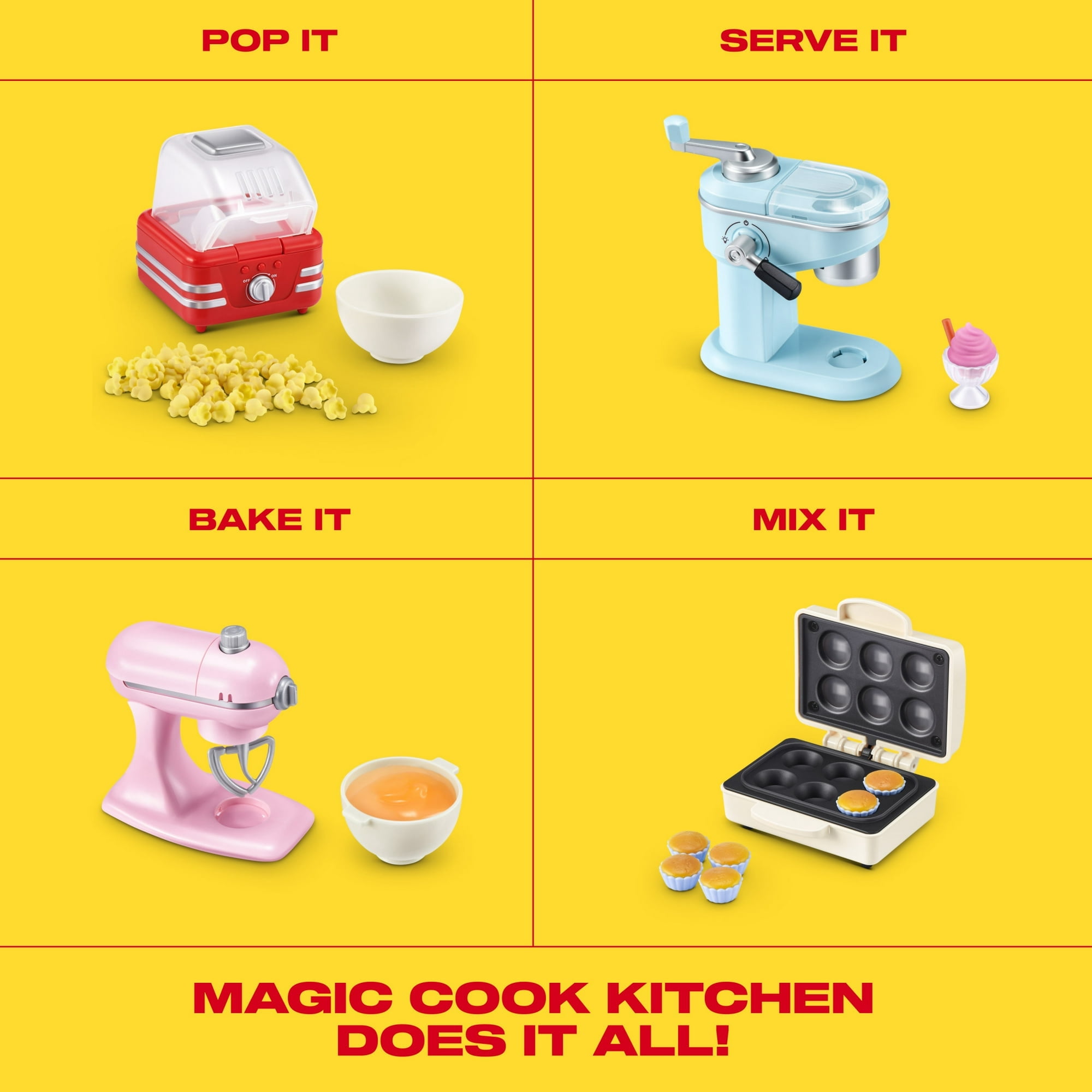 Mini Brands Magic Cook Kitchen Minis 3-Pack Mixer Popcorn Ice Cream