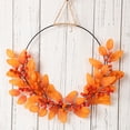 thumbnail image 4 of Fall Wreaths for Front Door, Metal Hoop Fall Wreath with Orange Leaves Red Berries, Front Door Wreaths for Summer Door Decor Fall Wedding Decor Thanksgiving Harvest Home Decor, 16.92 Inch by XSAOP, 4 of 7
