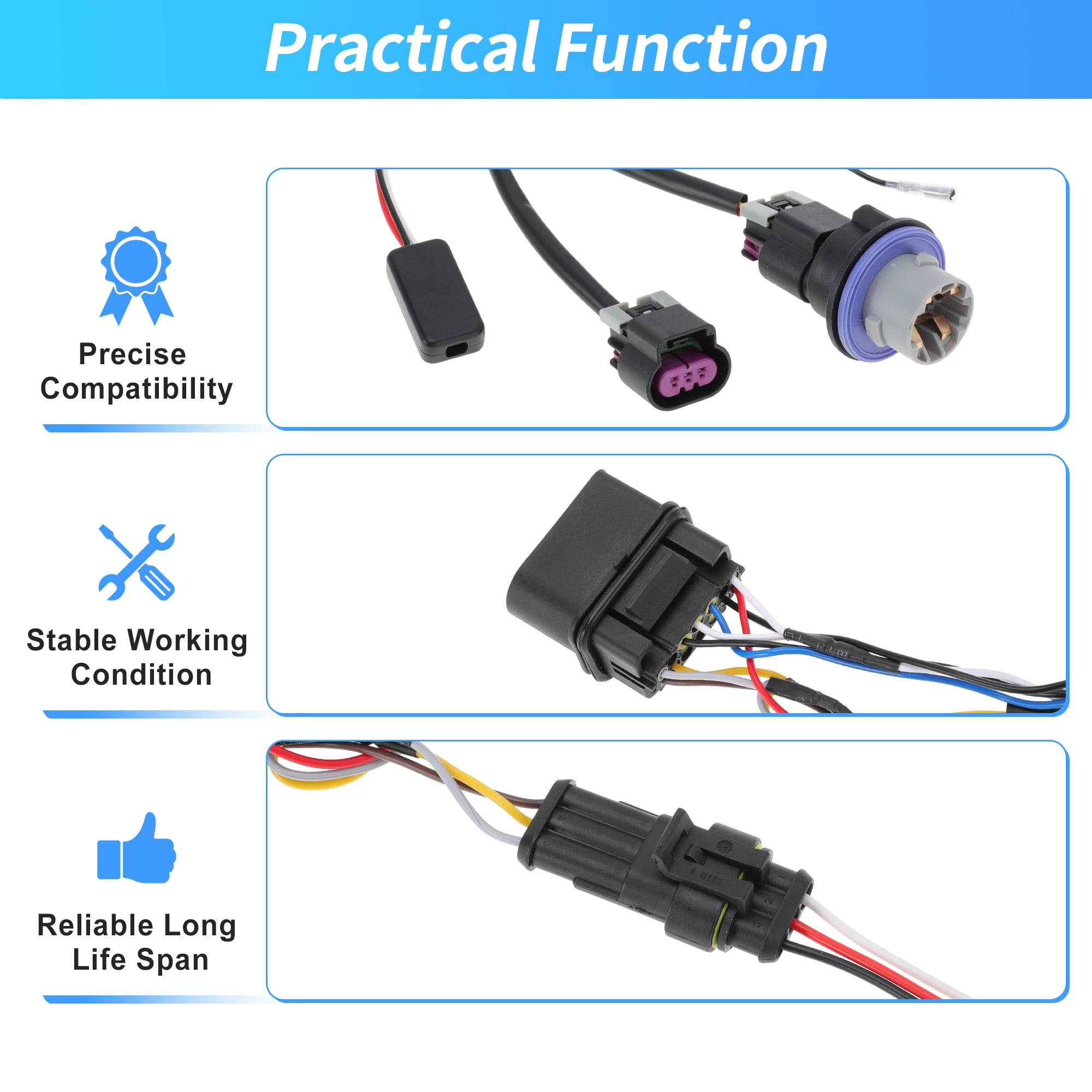 Unique Bargains 2pcs Projector Headlight Adapter Wires for Ram 1500/2500/3500 2013-2018