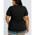 thumbnail image 4 of Aiyino Women’s Blouses And Tops Short Sleeve Loose Summer T Shirts,Black M, 4 of 9