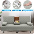 thumbnail image 4 of Sanmadrola 4-Piece Waterproof Futon Couch Covers Sofa Bed Cover Anti-Slip Furniture Protector with Removable Armrests Covers and Cup Holders Cover, Quilted Convertible Folding Slipcover, Light Gray, 4 of 10