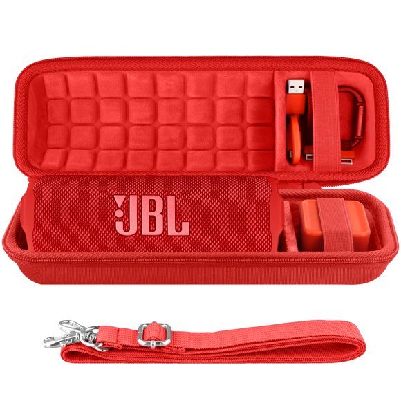 Funda de viaje CO2crea Hard para JBL Flip 7/6/5 impermeable roja
