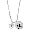 thumbnail image 1 of Delight Jewelry Silvertone Large July - Red Crystal Heart Silvertone Script Initial Disc - X - Charm Necklace, 20"+3", 1 of 1
