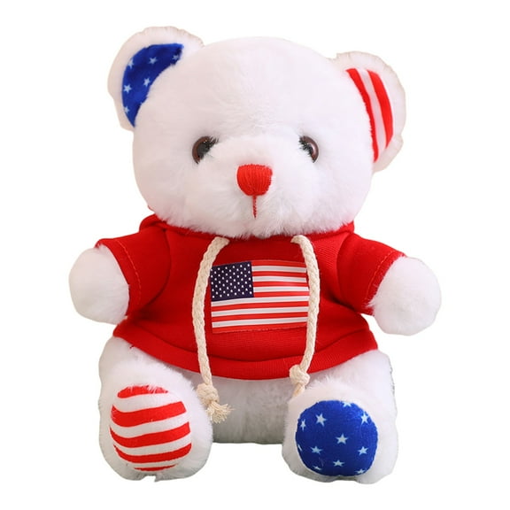 Twfbrm 4th of July Patriotic Bear Doll, 9 Inch Red White and Blue Stuffed Animals Toys with USA Flag Clothes, Soft Fluffy Adorable Teddy Bear Plushie Independence Day Bedtime Companion Gifts for Kids