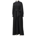 thumbnail image 4 of Afinprain Women's Clergy Dress Long Sleeve A-Line Maxi Dress with Belt and Tab Collar, 4 of 8